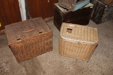 2 Vintage Wicker Fishing Creels