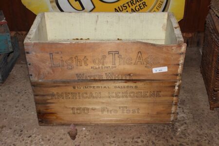 Vintage Light of the Age Timber Kerosene Crate