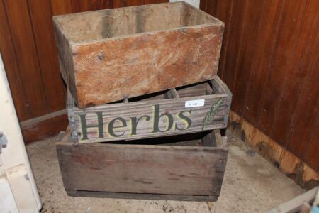 3 Asstd Timber Crate inc. Herbs, Schweppes + 1 Other