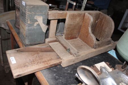 Vintage Bench Mounted Timber Shuttle Bread Slicer