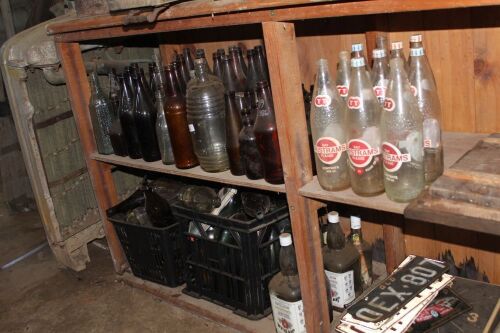 2 Shelves of Asstd Bottles inc. Beer, Tristrams. Jim Beam Etc