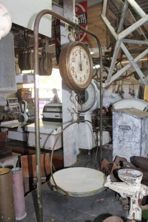 Vintage Travelling Butchers Scale on Brass Supports to Weigh 30lb