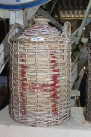 Large Stoneware Demi John in Wicker Basket