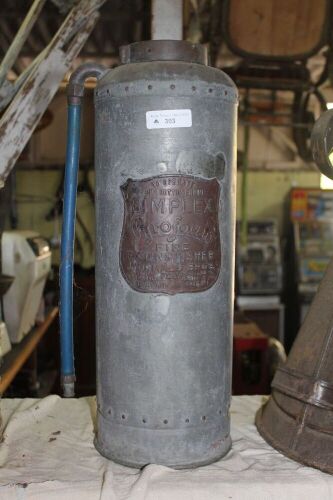 Vintage Simplex Pyrofoam Extinguisher with Copper Plaque