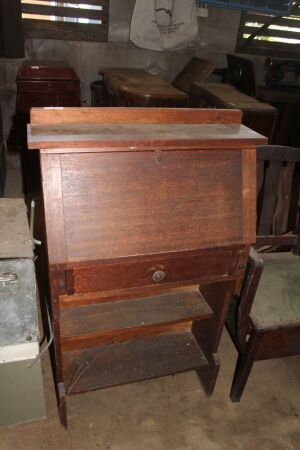 Vintage Oak Drop Front Bureau Bookcase