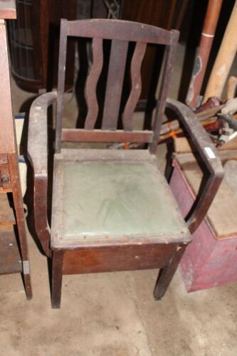 Vintage Silky Oak Commode Chair with Pan