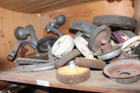 Shelf Lot of Wheels and Casters