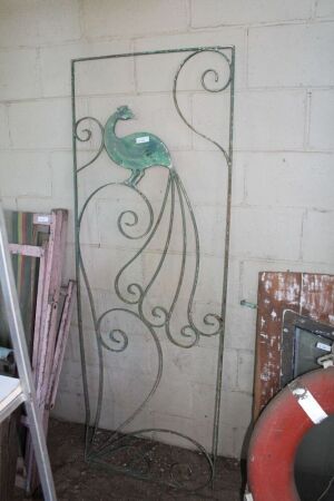 Vintage Scrolled Alloy Fence Panel with Peacock