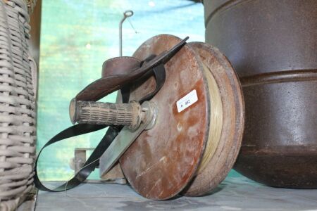 Large Game Fishing Reel with Leather Rod Holder