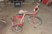 Vintage Red Tricycle with Trailer Box
