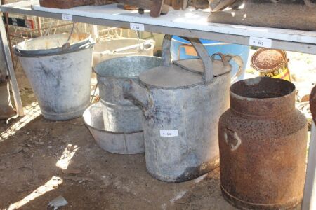 Asstd Lot of Vintage Galvanised Buckets, Cans etc