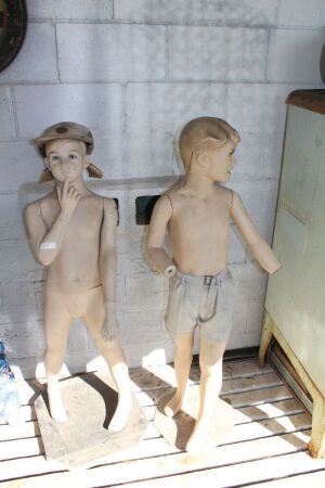 Pair of Vintage Boy and Girl Painted Mannequins