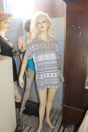 Painted Female Mannequin - Blonde Wig