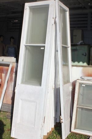5 Pairs of Vintage Glazed and Panelled French Doors