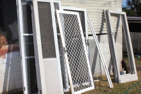 Asstd Lot of Alloy Framed Fly Screened Doors and French Doors