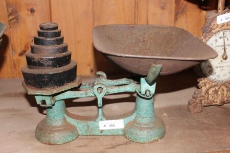 Set Vintage Household Balance Scales with Weights