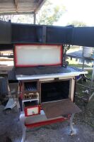 Crown No.1 Enamelled Wood Stove in Red and Cream in Working Order with Warmer Boxes and Water Fountain - 4