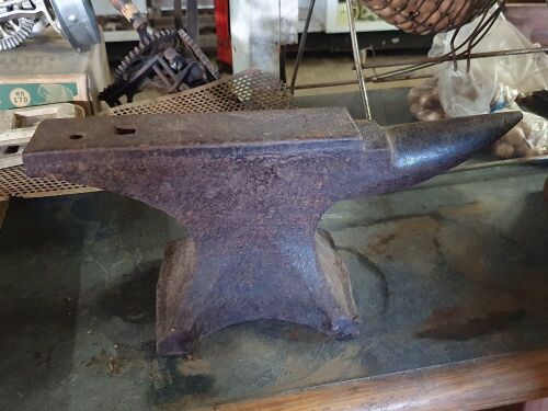 Small Forged Anvil - Marked Sweden 1950 26lb 2.25" Table - Total Length 13.75" - 3/8" Hardy Hole