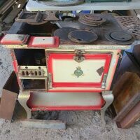 Crown No.1 Enamelled Wood Stove in Red and Cream for Restoration