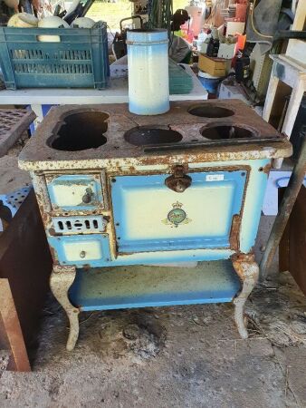 Crown No.1 Enamelled Wood Stove in Blue and Cream For Restoration