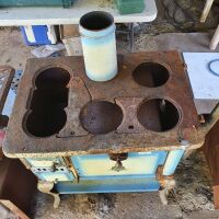 Crown No.1 Enamelled Wood Stove in Blue and Cream For Restoration - 2