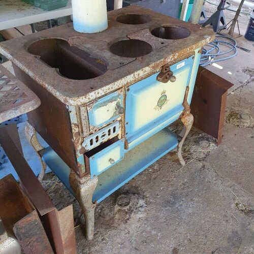 Crown No.1 Enamelled Wood Stove in Blue and Cream For Restoration