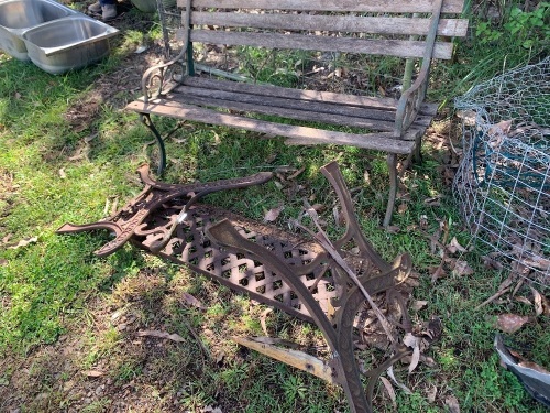 2 Pairs Cast Iron Bench Ends and Backs for Restoration