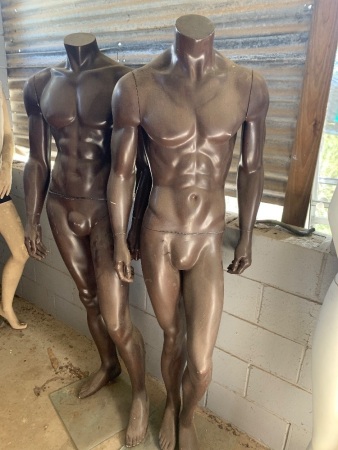 Pair of Brown Painted Male Mannequins