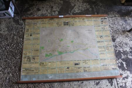 Vintage Fabric Backed Hanging Map of Gympie
