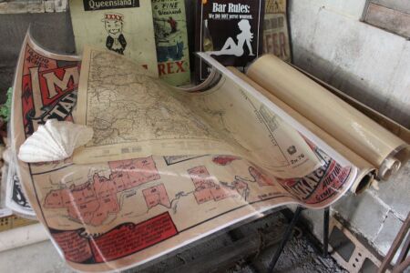 Collection of Vintage Laminated Maps and Prints from Imbil Museum