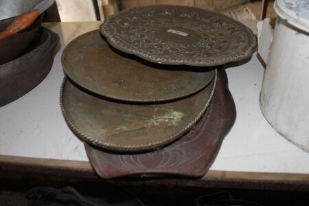 3 Vintage Brass and Copper Trays