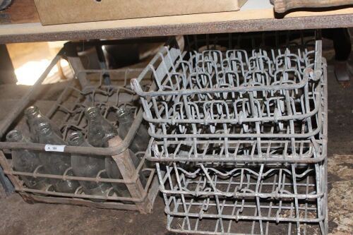 3 Galvanised Milk Bottle Crates + Small Bottles