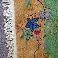 Large Woolen Pictorial Rug Depicting Birds and Butterflies in Green and Blue - 4