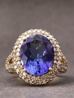 18ct Gold Diamond and Tanzanite Ring - TWT. 6g - 5