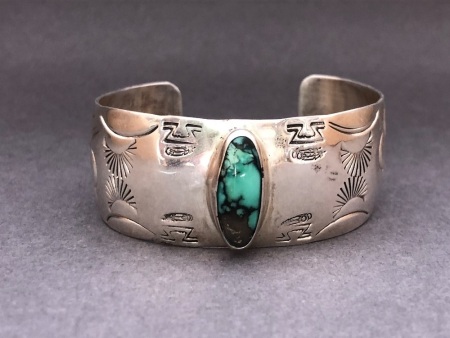 Ernest Tafoya Sterling Silver and Turquoise Cuff - Southwest Native American