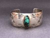 Ernest Tafoya Sterling Silver and Turquoise Cuff - Southwest Native American