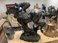 Large Bronzed Resin Figure of a Racehorse - 2