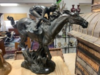 Large Bronzed Resin Figure of a Racehorse