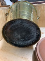 Antique Hand Hammered Brass Bucket with Brass Handle - 4