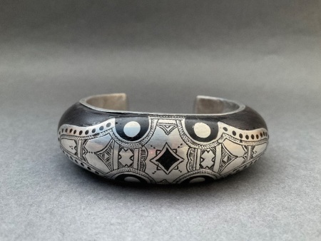 Tuareg Sterling Silver and Ebony Cuff Bracelet