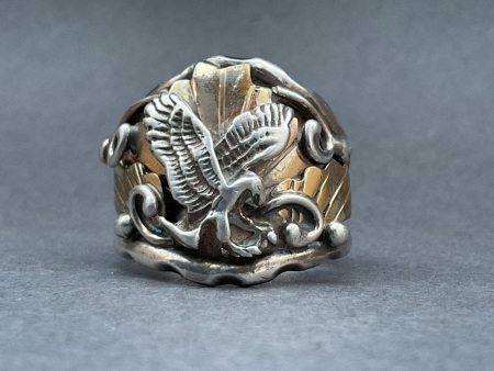 Vintage 12k Gold Filled Sterling Silver Navajo Eagle Ring