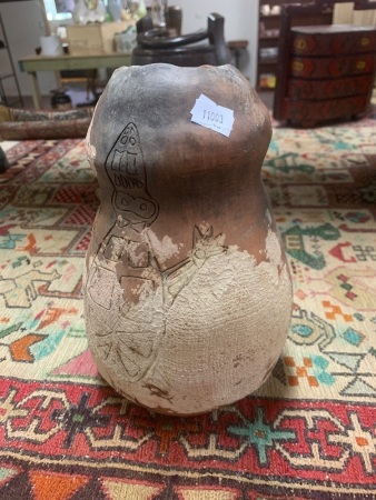 Vintage Aboriginal Design Hand Formed Clay Pot