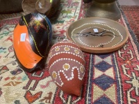 3 Pieces of Aboriginal Design - Boab Nut, Shell and Dish - 2