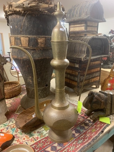 XXL Incised Turkish Brass Coffee Pot