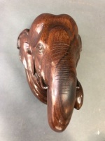 Beautifully Carved Antique Hardwood Elephant Head