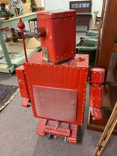 Large Floor Standing Red Upcycled Tin Robot Figure