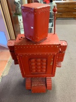 Large Floor Standing Red Upcycled Tin Robot Figure - 4