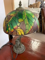 Contemporary Brass Monkey Table Lamp with Art Glass Shade - As Is - 3