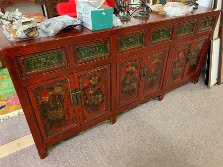 Original Antique Avdar - Mongolian Yurt Cabinet - 6 Drawers 6 Doors