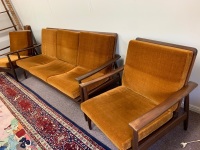 3 Piece Mid Century Parker Style Lounge Suite with Original Velour Covered Cushions - 2